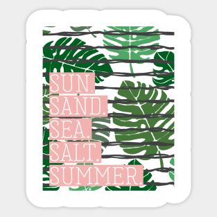 Sun Sand Sea Salt Summer Palm Print Sticker